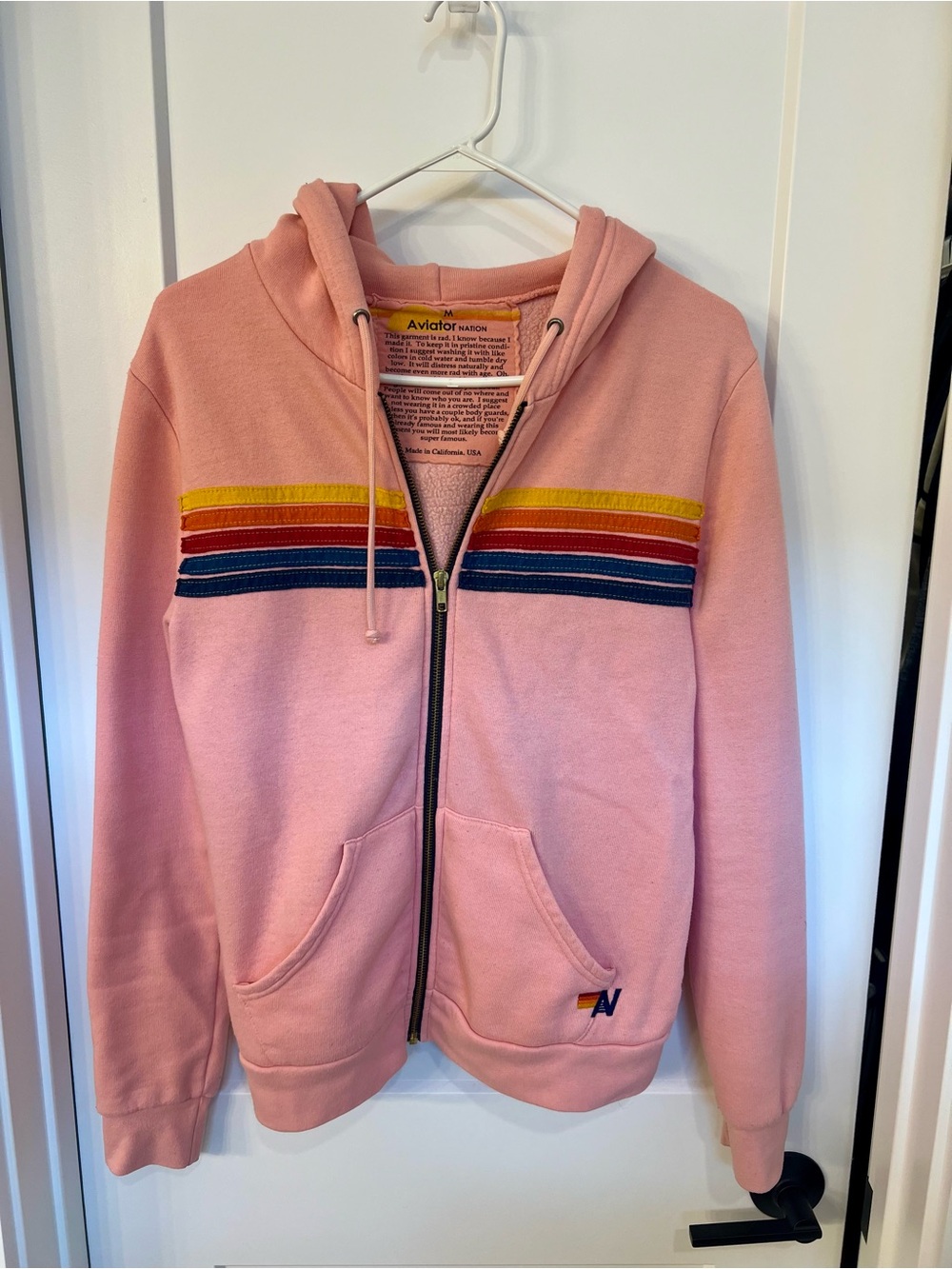 Aviator Nation 5 Stripe Hoodie & Pant Set - PINK